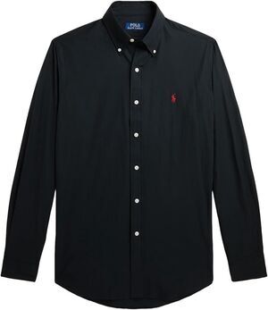 Men's M Classic Fit Polo Ralph Lauren Poplin Long Sleeve Sport Black Red $125